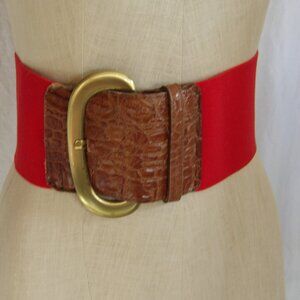 Vintage Red Leather Shop Wide Belt